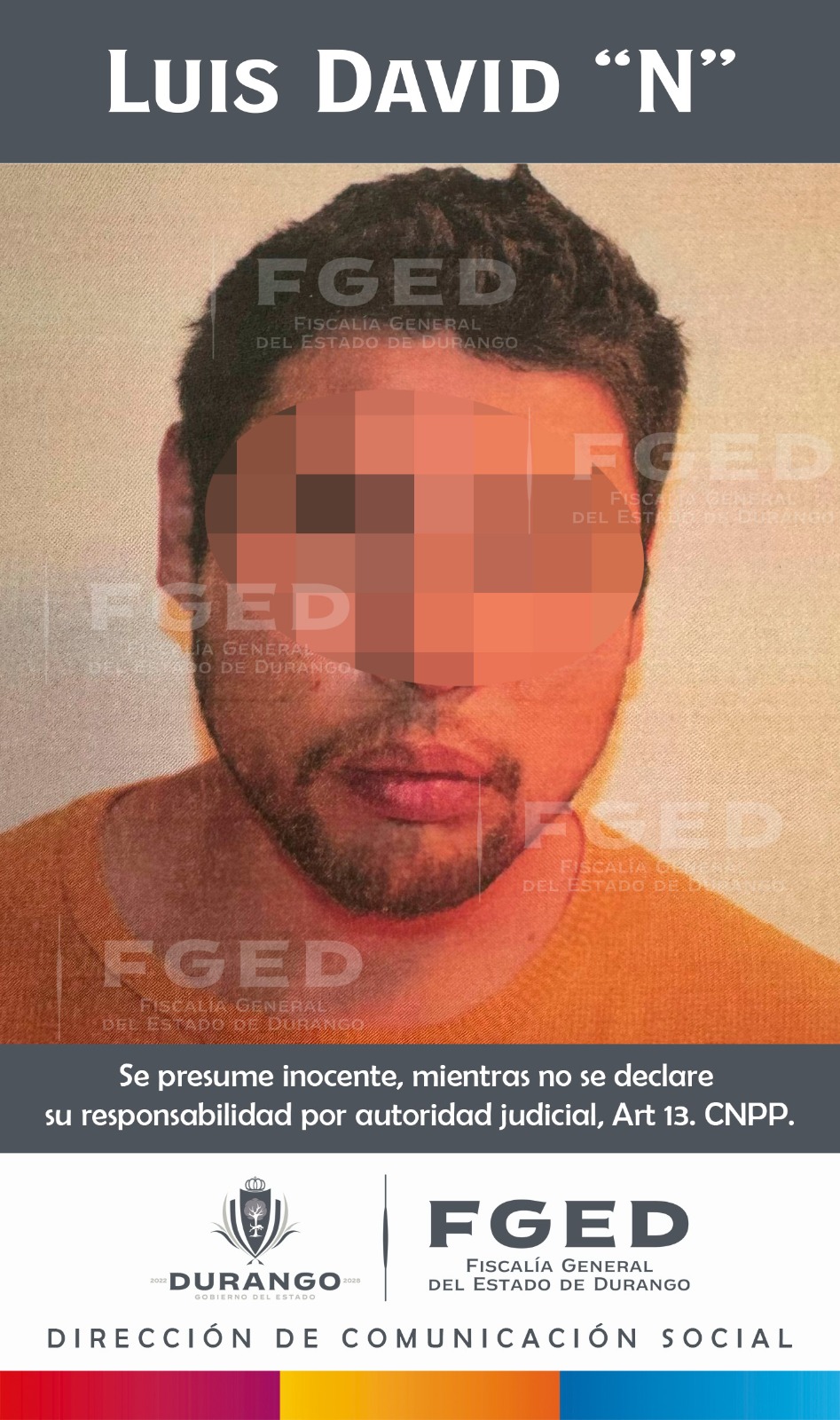 VINCULADO A PROCESO PRESUNTO RESPONSABLE DE HOMICIDIO EN LA ZONA CENTRO DE DGO.