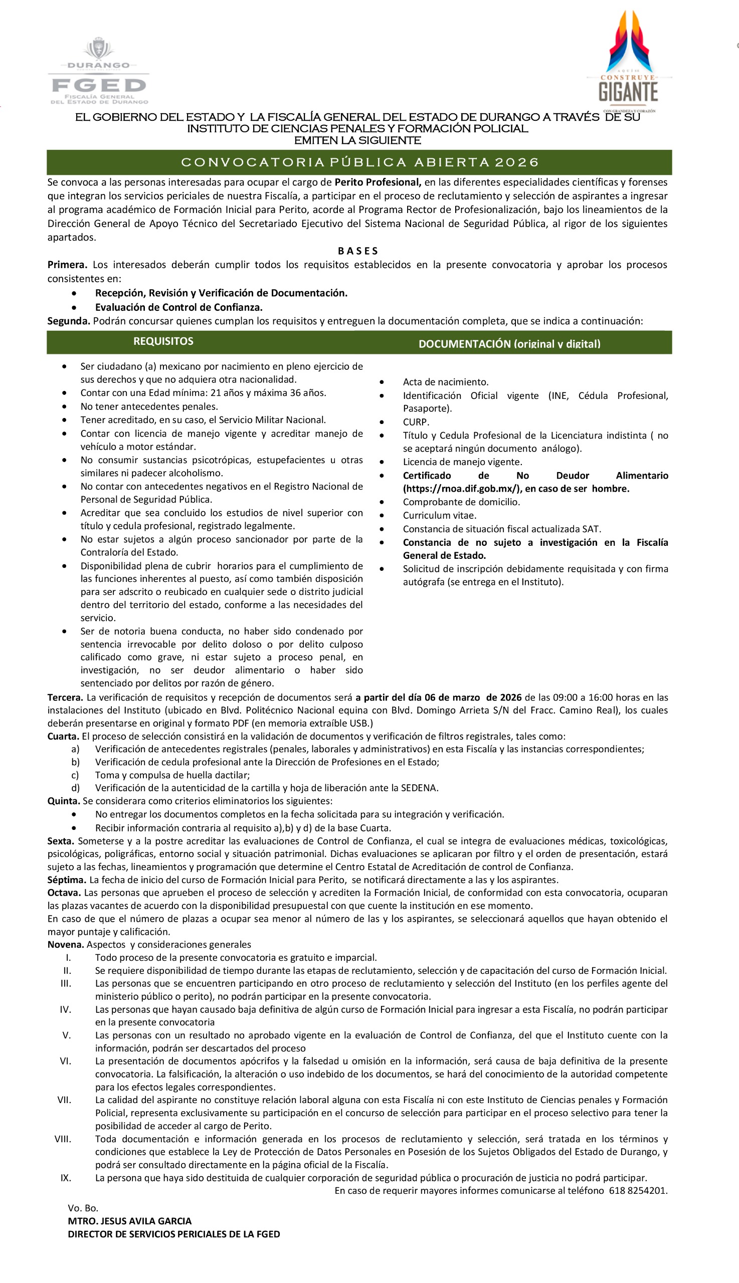 Convocatoria Abierta 2026 | Perito FGED 