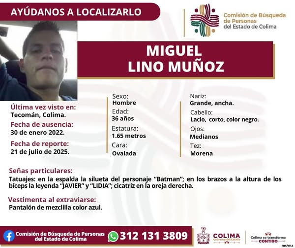 ¿Has visto a: MIGUEL LINO MUÑOZ ?