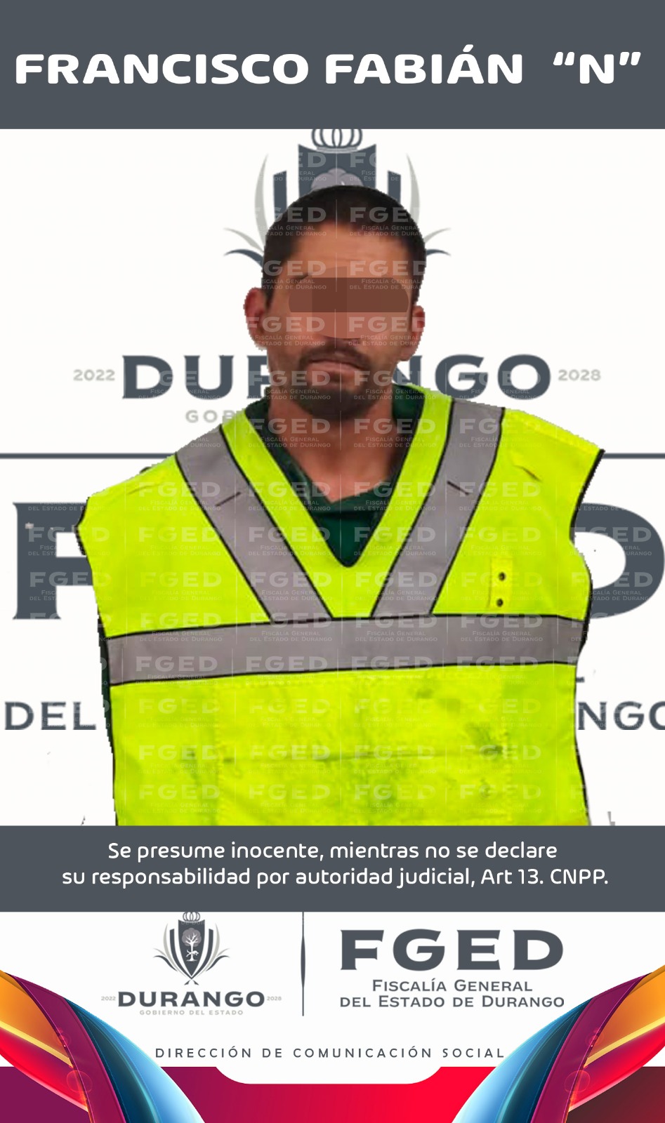 FGED OBTIENE VINCULACIÓN A PROCESO PARA PRESUNTO RESPONSABLE DE HOMICIDIO EN DURANGO
