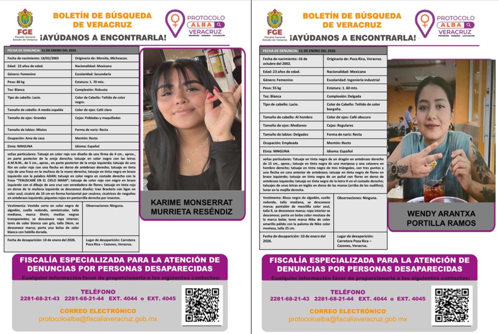 🚨 ¿HAS VISTO A WENDY ARANTXA PORTILLA RAMOS Y KARIME MONSERRAT MURRIETA? 🚨