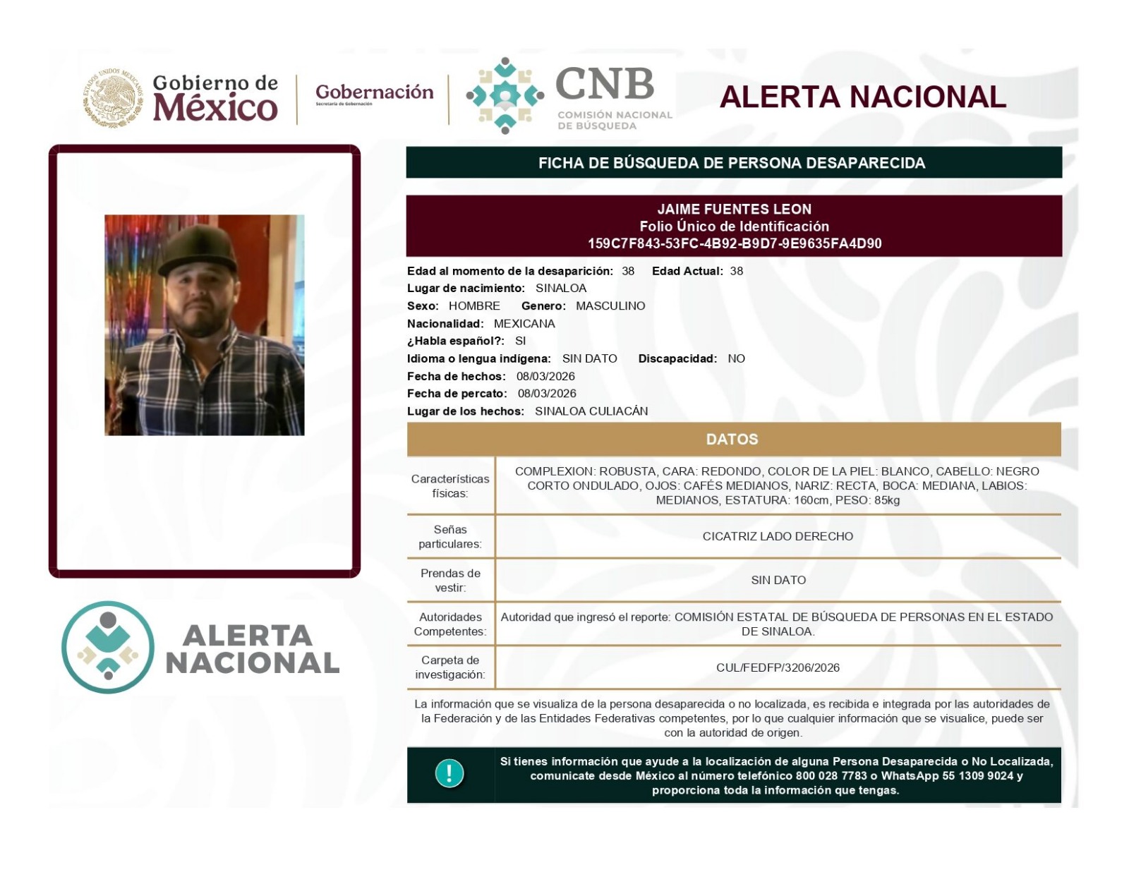 🚨 ¿HAS VISTO A JAIME FUENTES DE LEÓN? 🚨