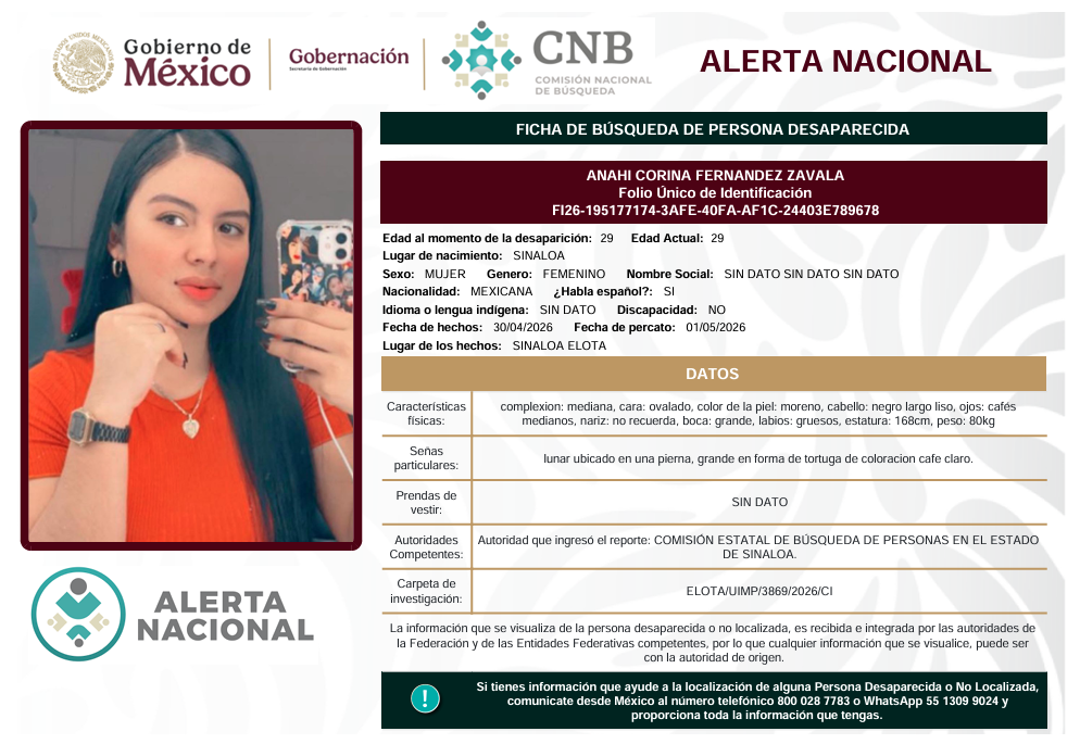 Se activa la Alerta Nacional de Búsqueda                           🚨 ¿HAS VISTO A? 🚨