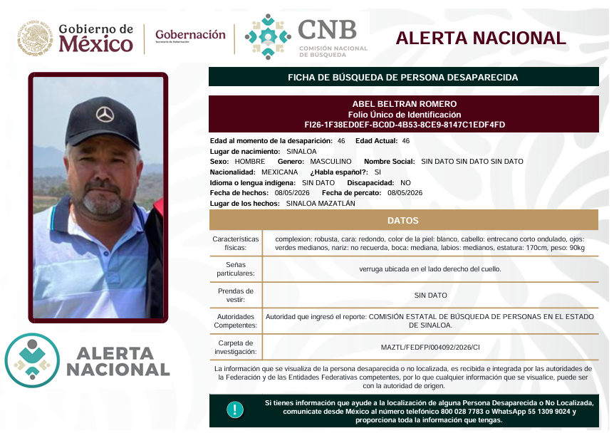 Se activa la Alerta Nacional de Búsqueda                       🚨 ¿HAS VISTO A? 🚨